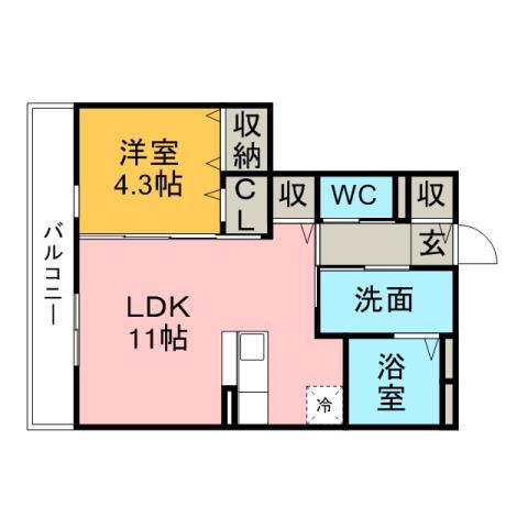 プロピスト(1LDK/3階)の間取り写真