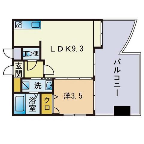 ヴィスティス02天神南(1LDK/10階)の間取り写真