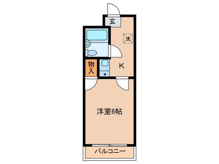 ヴィラ旭(1K/2階)の間取り写真