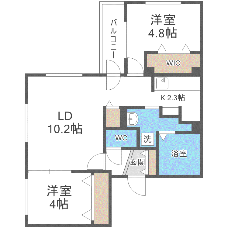 アストラリス平岸(2LDK/1階)の間取り写真