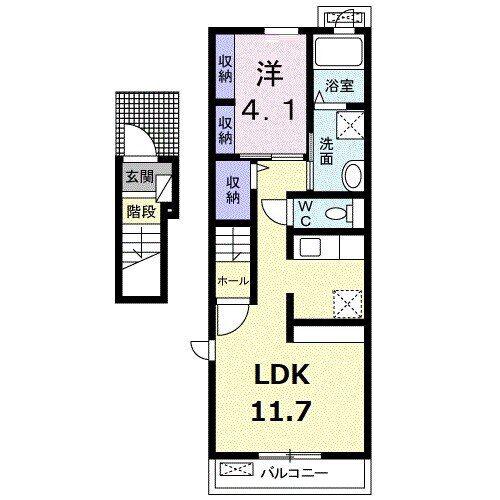 クレア今宿C(1LDK/2階)の間取り写真