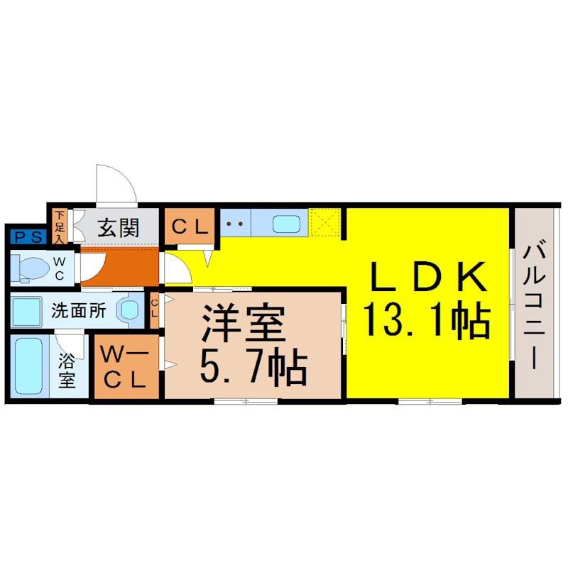BONHEUR AOI(1LDK/1階)の間取り写真