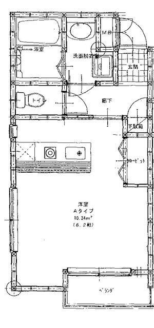 ウイング・YU(ワンルーム/1階)の間取り写真