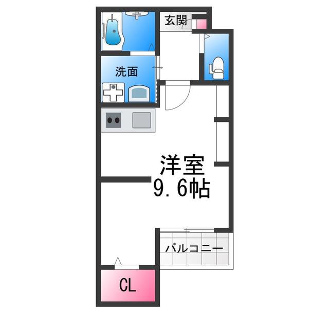 九間町シーエム・サンク(ワンルーム/3階)の間取り写真