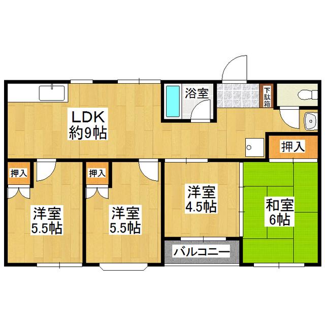 学園春日マンション(4LDK/2階)の間取り写真