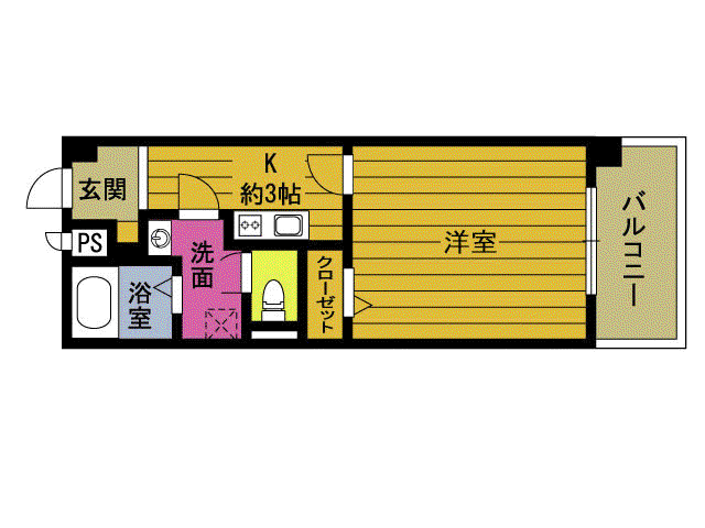 エクレール北浜S(1K/2階)の間取り写真