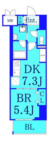 ラフィシア関内(1DK/10階)の間取り写真