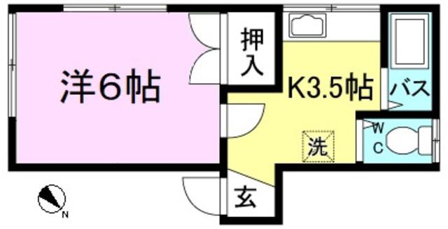 フラッツ関森(1K/2階)の間取り写真