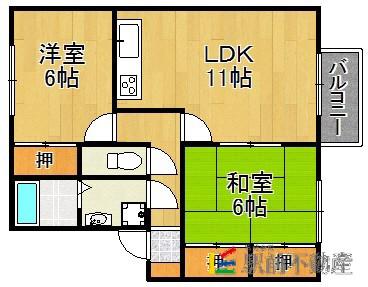カーサ藤光(2LDK/1階)の間取り写真