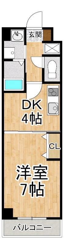イクスコート大津駅前(1DK/9階)の間取り写真