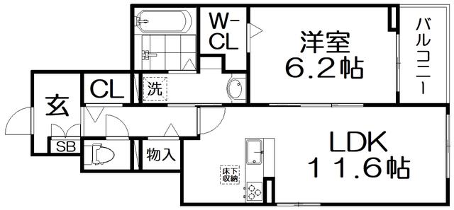ソレアード コート(1LDK/1階)の間取り写真