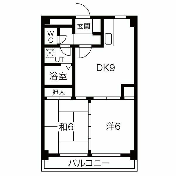 グローバル露橋(2LDK/6階)の間取り写真