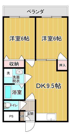 ソレイユ綾瀬(2DK/1階)の間取り写真
