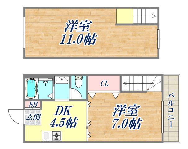 プレアデス(2DK/7階)の間取り写真