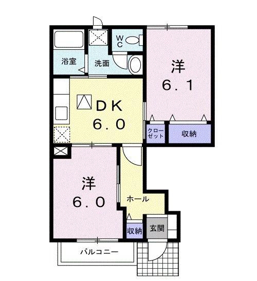 サンリット(2DK/1階)の間取り写真