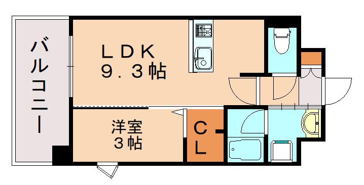 カミノレアル箱崎宮前(1LDK/5階)の間取り写真
