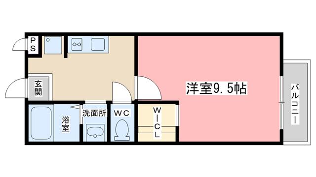 ラクア安朱(1K/1階)の間取り写真