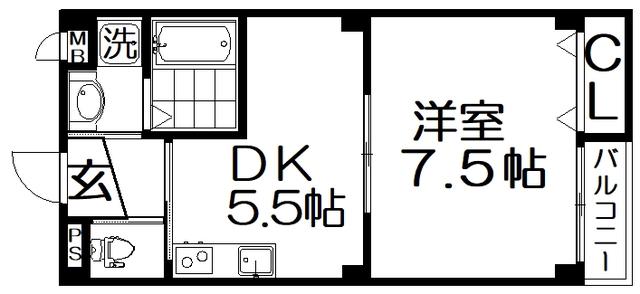 グレートヒルズ(1DK/2階)の間取り写真