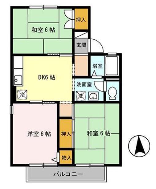 メゾン有瀬(3DK/2階)の間取り写真