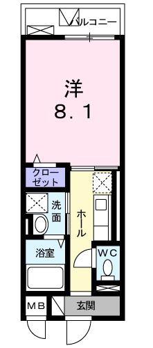エ クール(1K/9階)の間取り写真