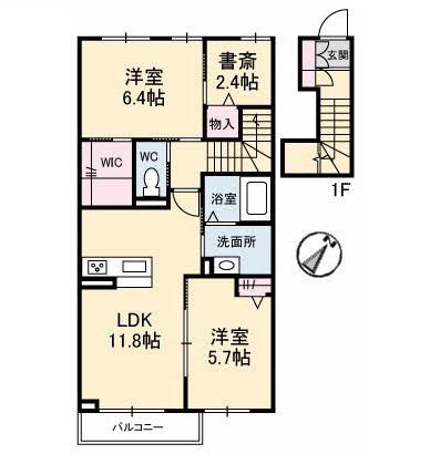 シャーメゾン瀬戸(2LDK/2階)の間取り写真