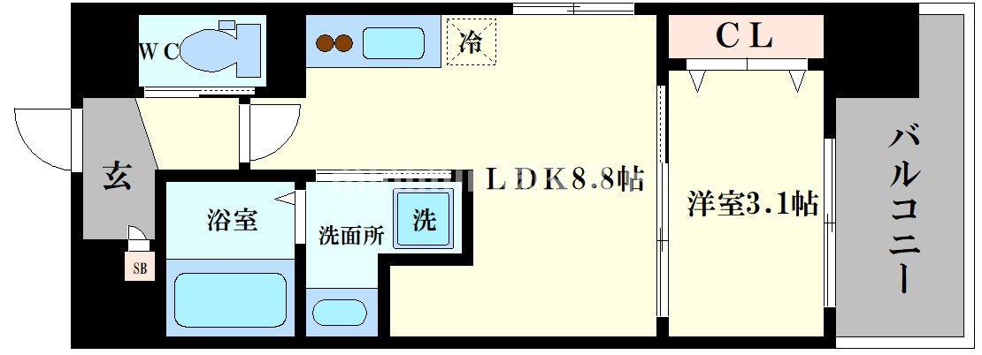 DIMORA難波(1LDK/7階)の間取り写真