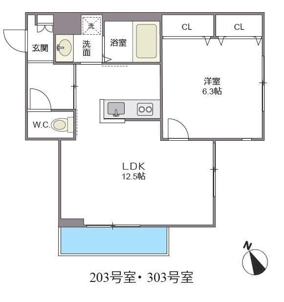 ファーストレジデンス東寺尾(1LDK/2階)の間取り写真