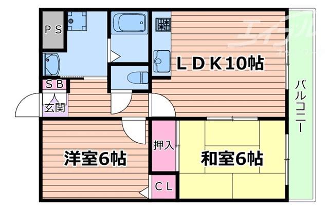 サンシェール千里(2LDK/1階)の間取り写真