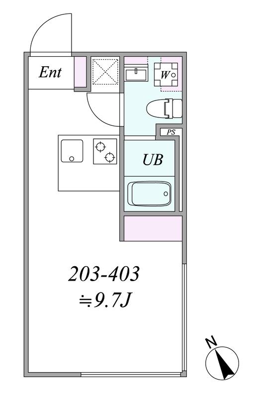 TRIAS132(1DK/4階)の間取り写真