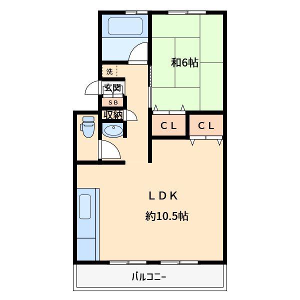 聖サンハイツ(1LDK/2階)の間取り写真