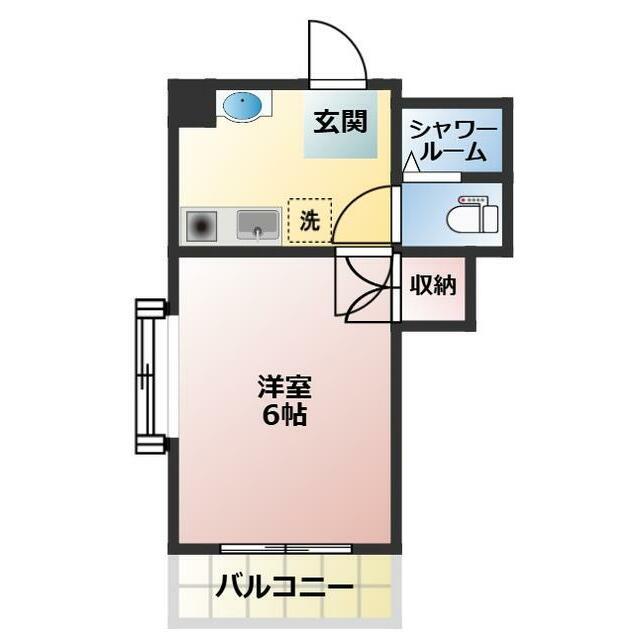 第二ハイツ桐原(1K/2階)の間取り写真