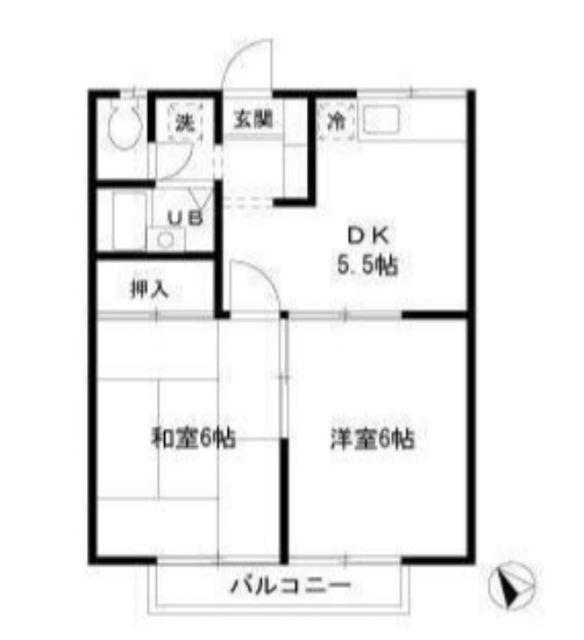 エステートピア山田(2DK/1階)の間取り写真