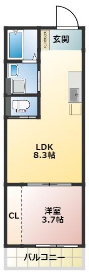 サウスシャルム(1LDK/3階)の間取り写真