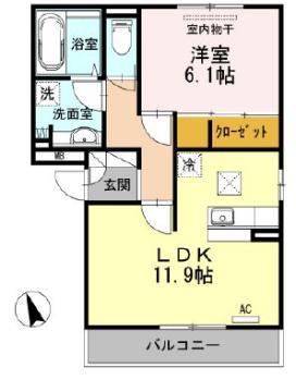 プランドール曙(1LDK/1階)の間取り写真