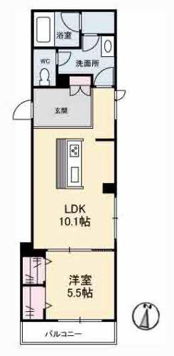 クロノス(1LDK/3階)の間取り写真