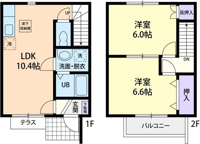 メゾネットFUKASAWA B(2LDK/1階)の間取り写真