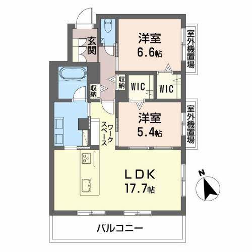 シャーメゾンいろは(2LDK/2階)の間取り写真