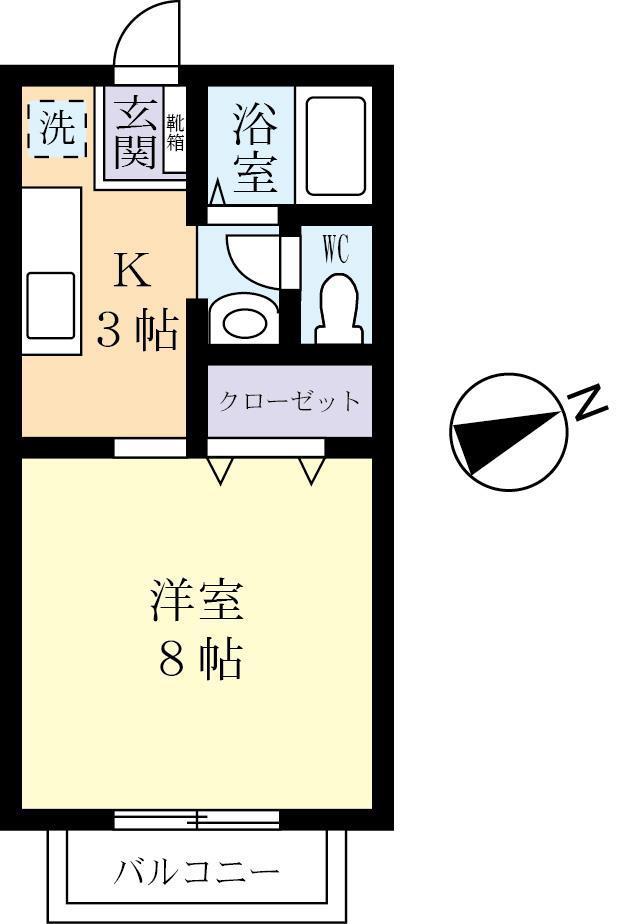 ビーライン宇都野A(1K/1階)の間取り写真