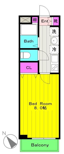 サンヒルズI(1K/3階)の間取り写真