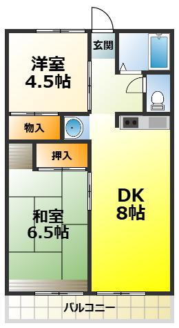 シティハイムコスモス A棟(2DK/1階)の間取り写真
