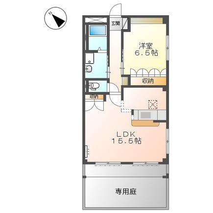 ハピネス久伝原(1LDK/1階)の間取り写真