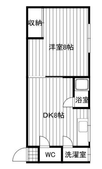 大和屋ビル(1DK/2階)の間取り写真
