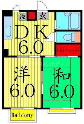 パークタウンI(2DK/1階)の間取り写真