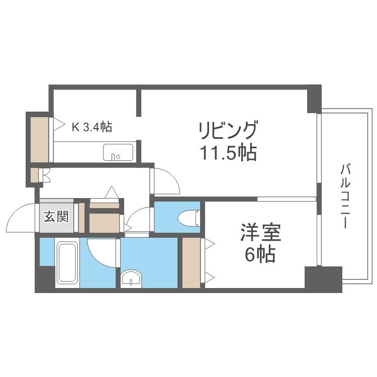 Dグラフォート札幌ステーションタワー(1LDK/12階)の間取り写真