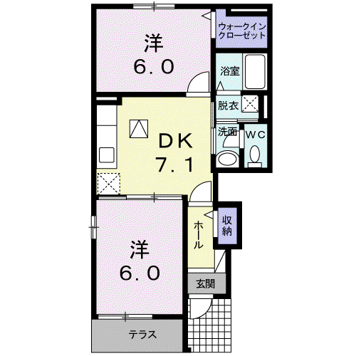 ALBA-CASA(2DK/1階)の間取り写真