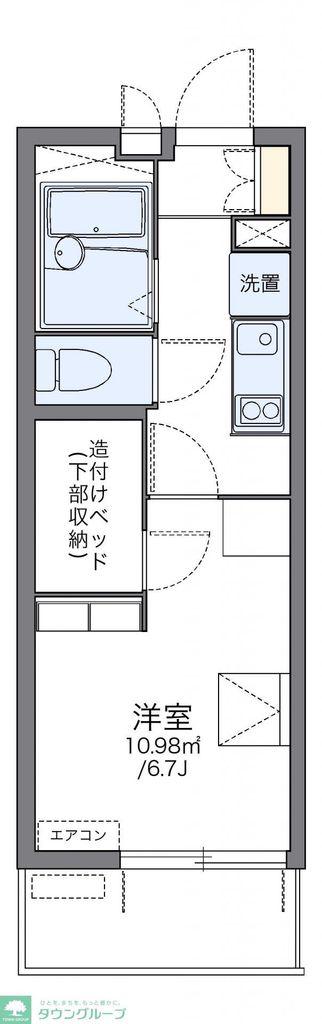 レオパレスワールド新船橋(1K/2階)の間取り写真