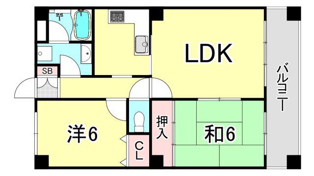 サンヴィレッジモンド(2LDK/2階)の間取り写真