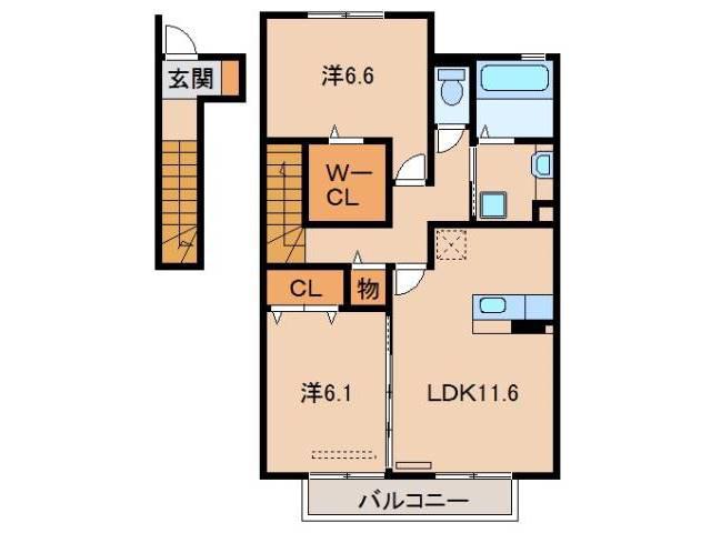 グレイスガーデン(2LDK/2階)の間取り写真