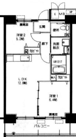 アメニティコート明舞(2LDK/2階)の間取り写真