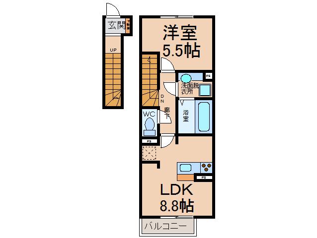 D-ROOM西之島(1LDK/2階)の間取り写真